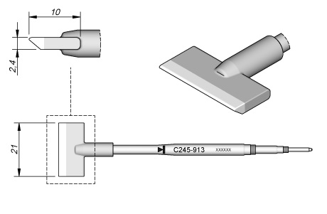 Jbc Punta Per Saldatore T245 – C245906 A Scalpello, 2,2 X 1 Mm, Riscaldamento Istantaneo E Lunga Durata